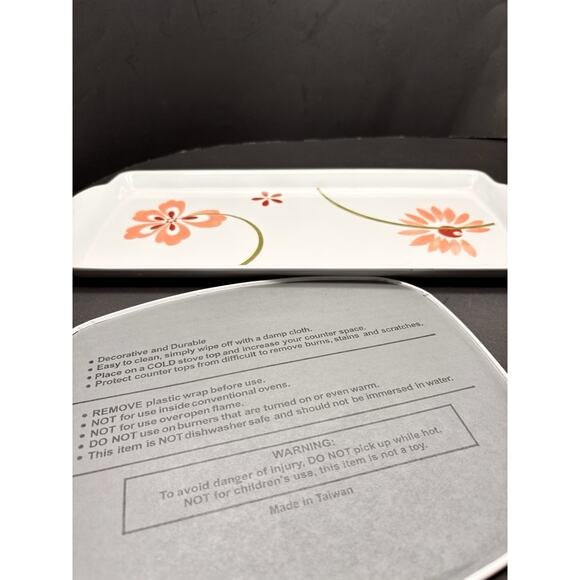 Pretty CORELLE Coordinates PRETTY PINK Pattern Tidbit Tray & Heat Pad Trivet - Picture 6 of 12